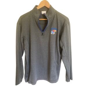 Knights Apparel Kansas Jayhawks Quarter Zip Pullover Grey Mens Small 761817